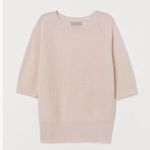 H&M Premium Selection 100% Cashmere Powder Pink Short Sleeve Sweater